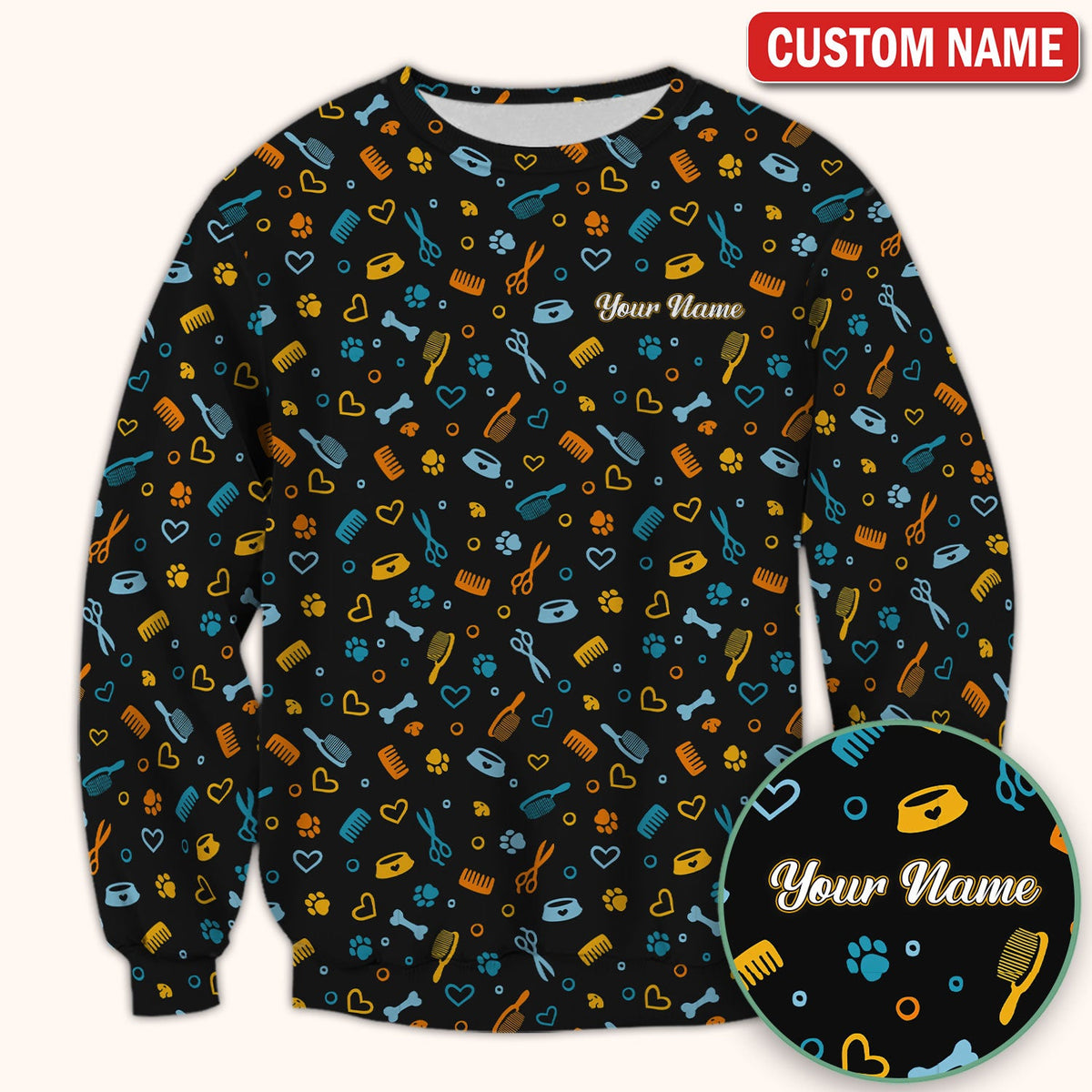 Personalized Dog Cat Grooming Nurse Scrub Top