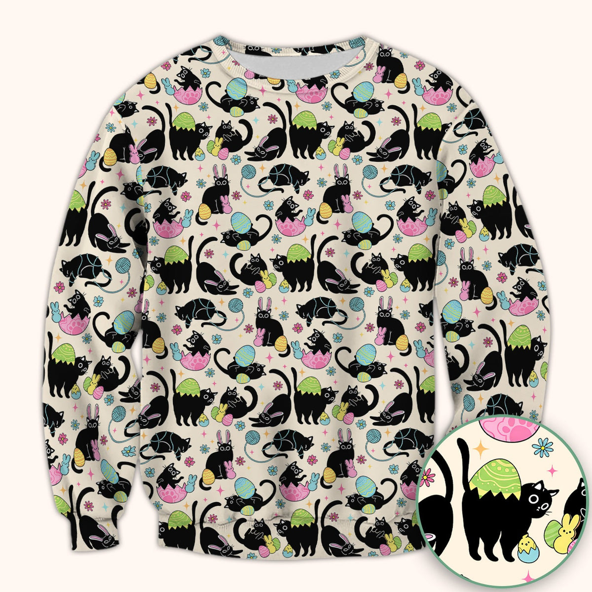 Black Cat Egg Nurse Scrub Top - Easter Gift