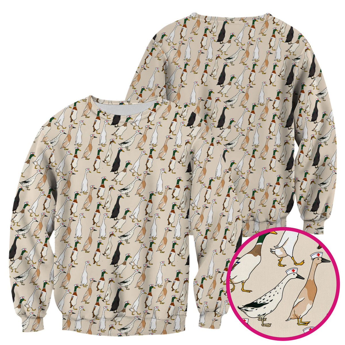 Duck Pattern Nurse Scrub Top