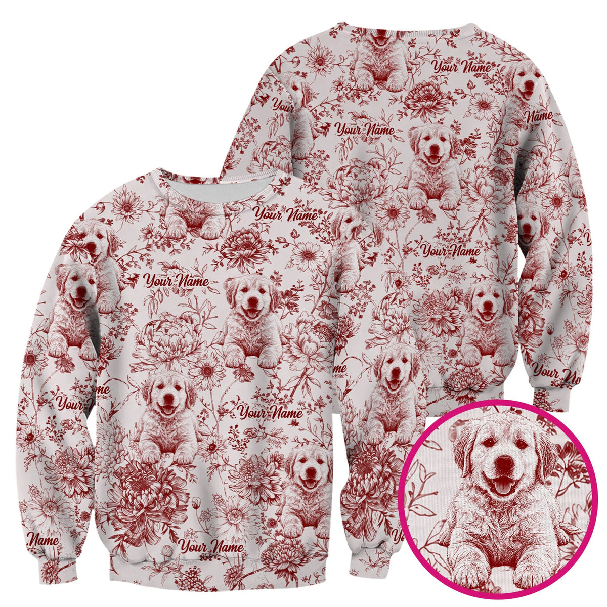 Personalized Pet Photo Floral Nurse Scrub Top