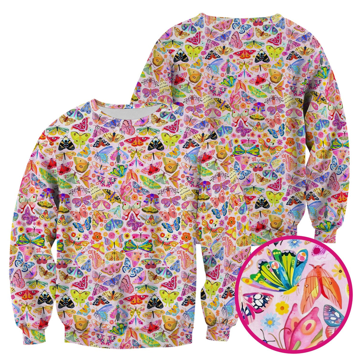 Cute Bright Butterfly Moth Floral Nurse Scrub Top