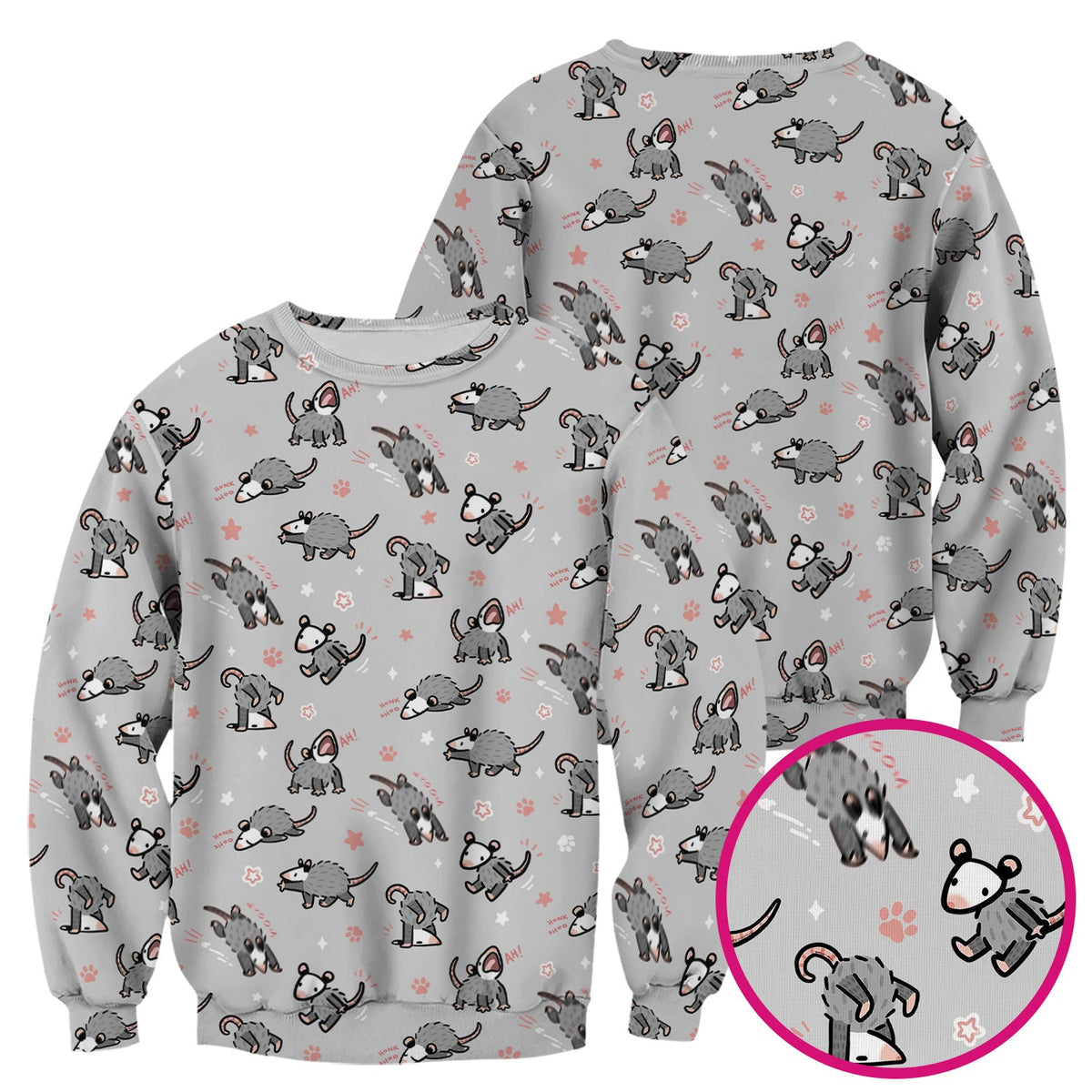 Cartoon Opossum Nurse Scrub Top