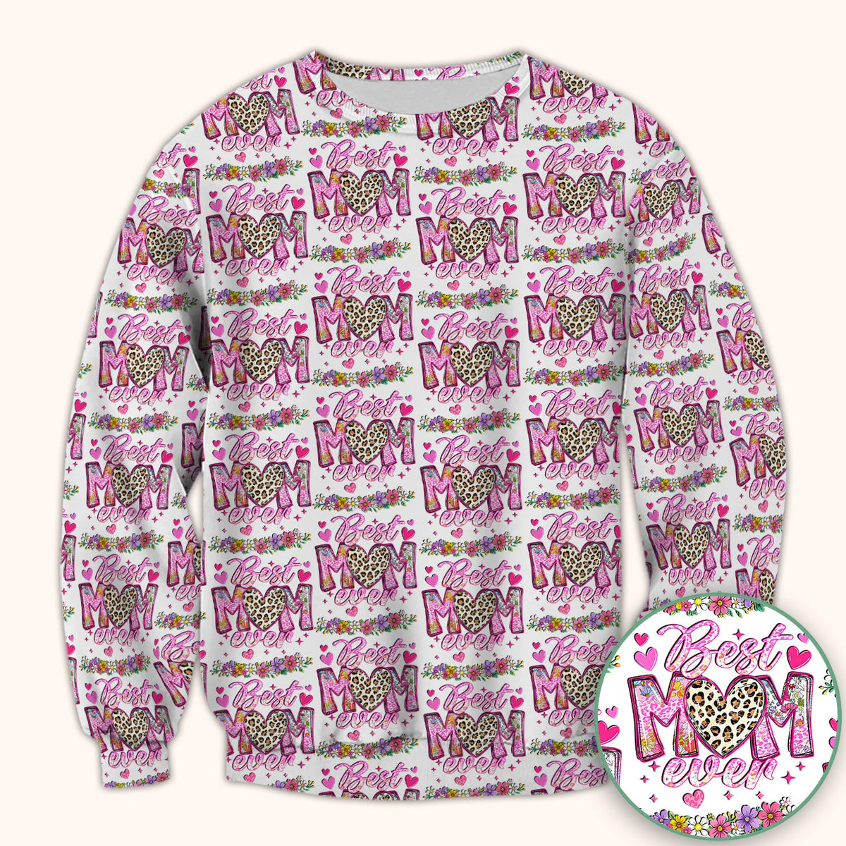 Best Mom Ever Leopard Heart Nurse Scrub Top