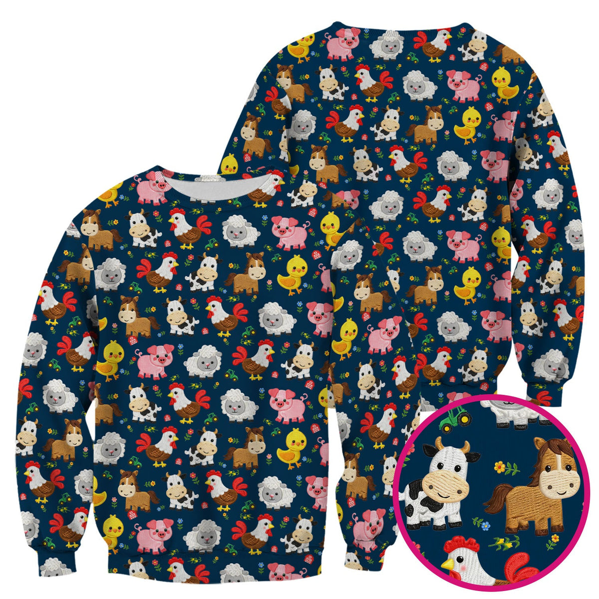 Cartoon Farm Animal Nurse Scrub Top