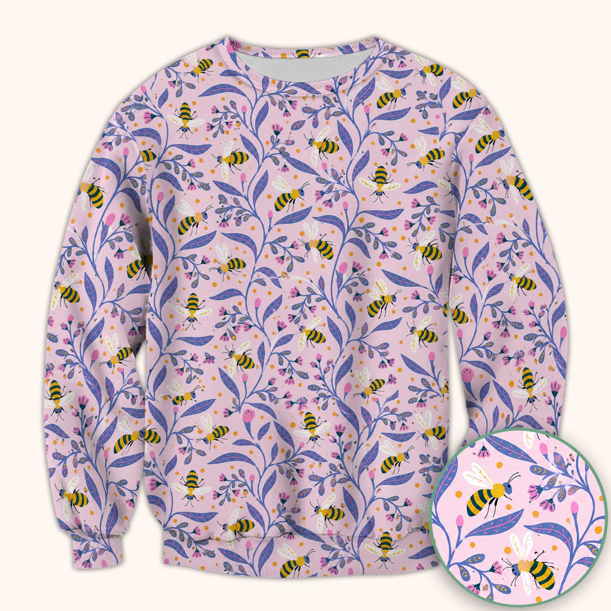 Cute Bumble Bee Floral Nurse Scrub Top