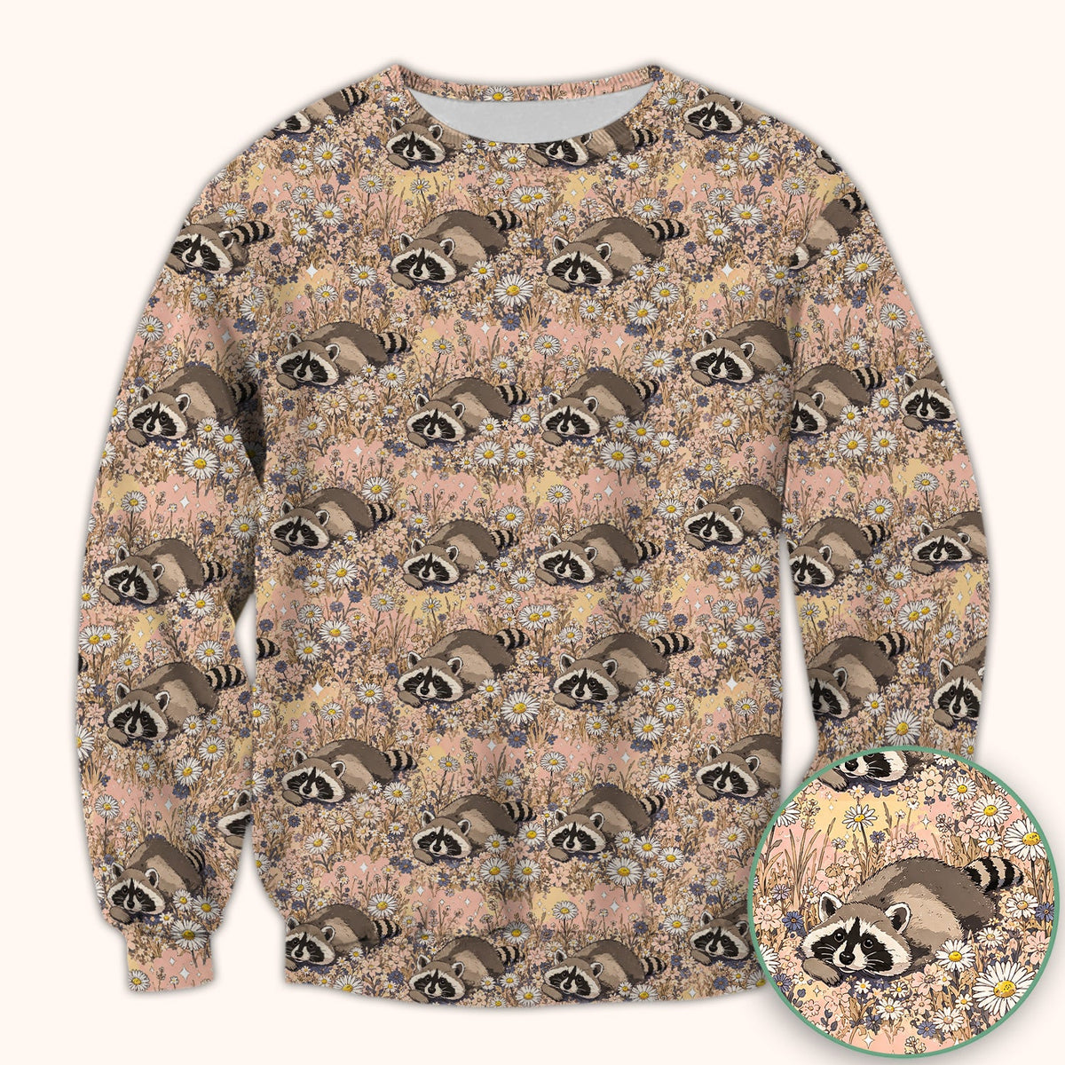 Raccoon Wildflower Meadow Nurse Scrub Top