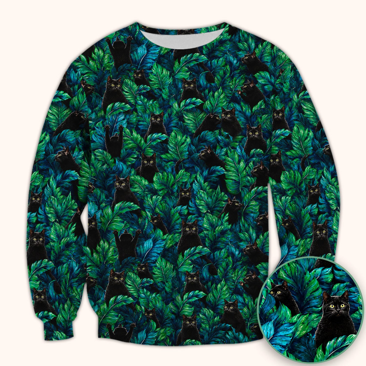 Black Cat Tropical Jungle Nurse Scrub Top