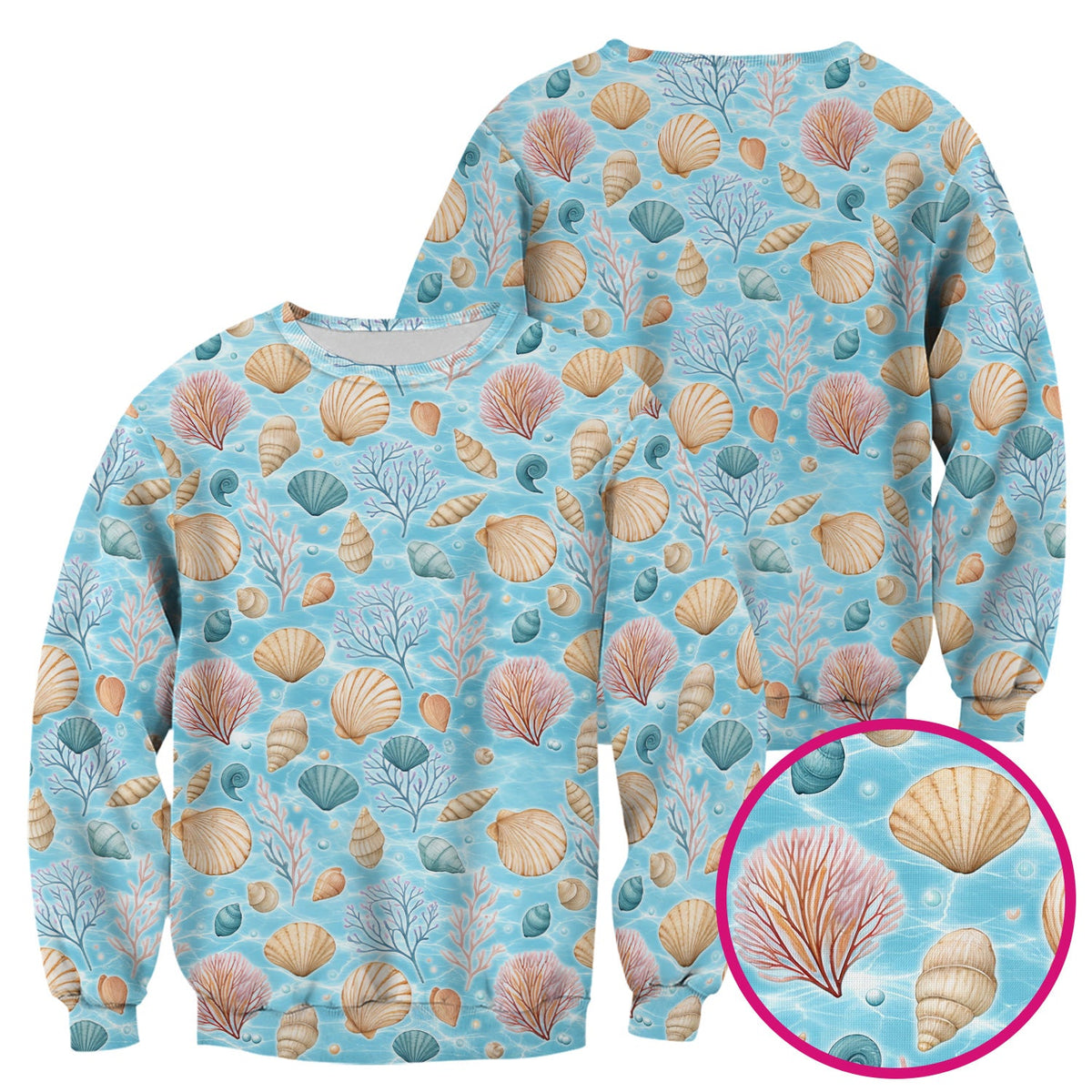 Coastal Seashell And Coral Reef Nurse Scrub Top