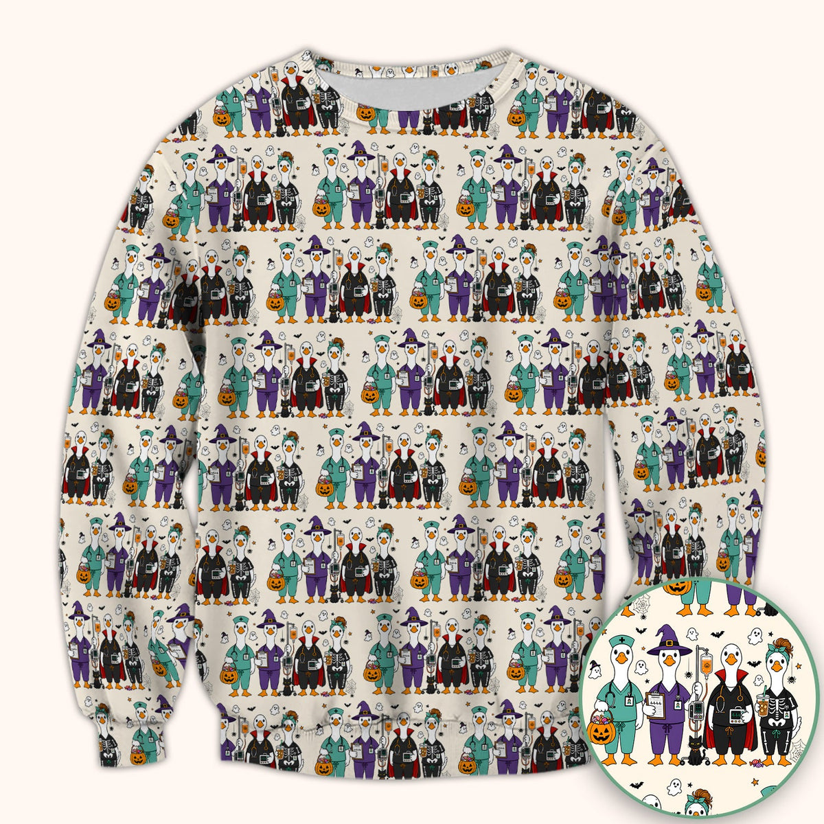 Halloween Goose Nurse Scrub Top