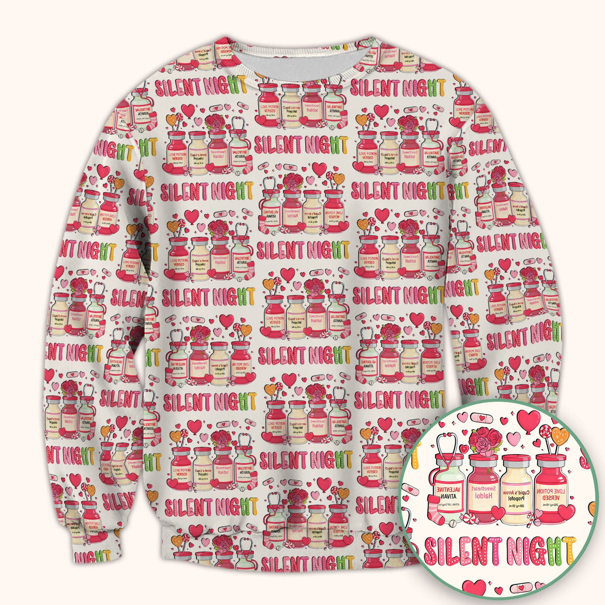 Valentine Silent Night Love Nurse Scrub Top