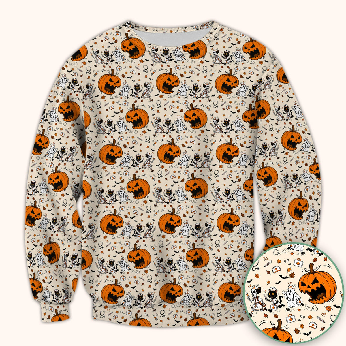Pumpkin Chasing Nurse Scrub Top - Halloween Gift