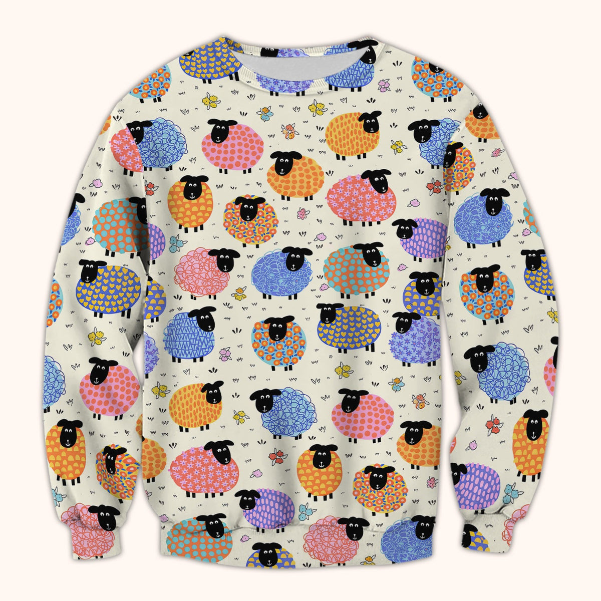 Funny Colorful Sheep Pattern Scrub Top, Comfortable Scrubs for Nurses