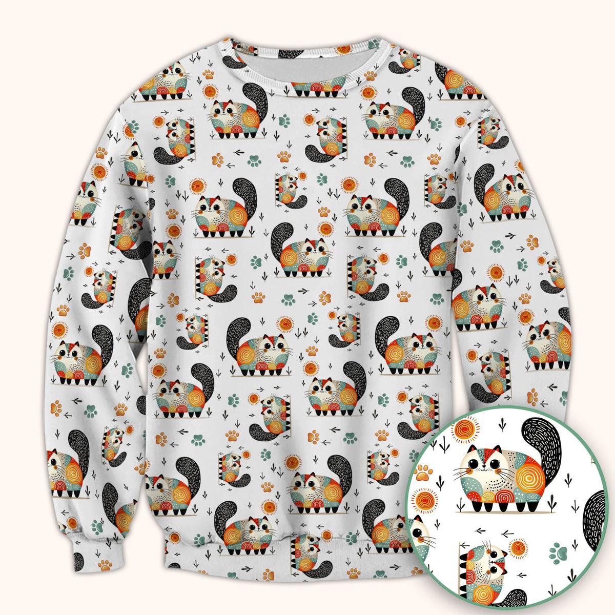Cat Illustration Nurse Scrub Top