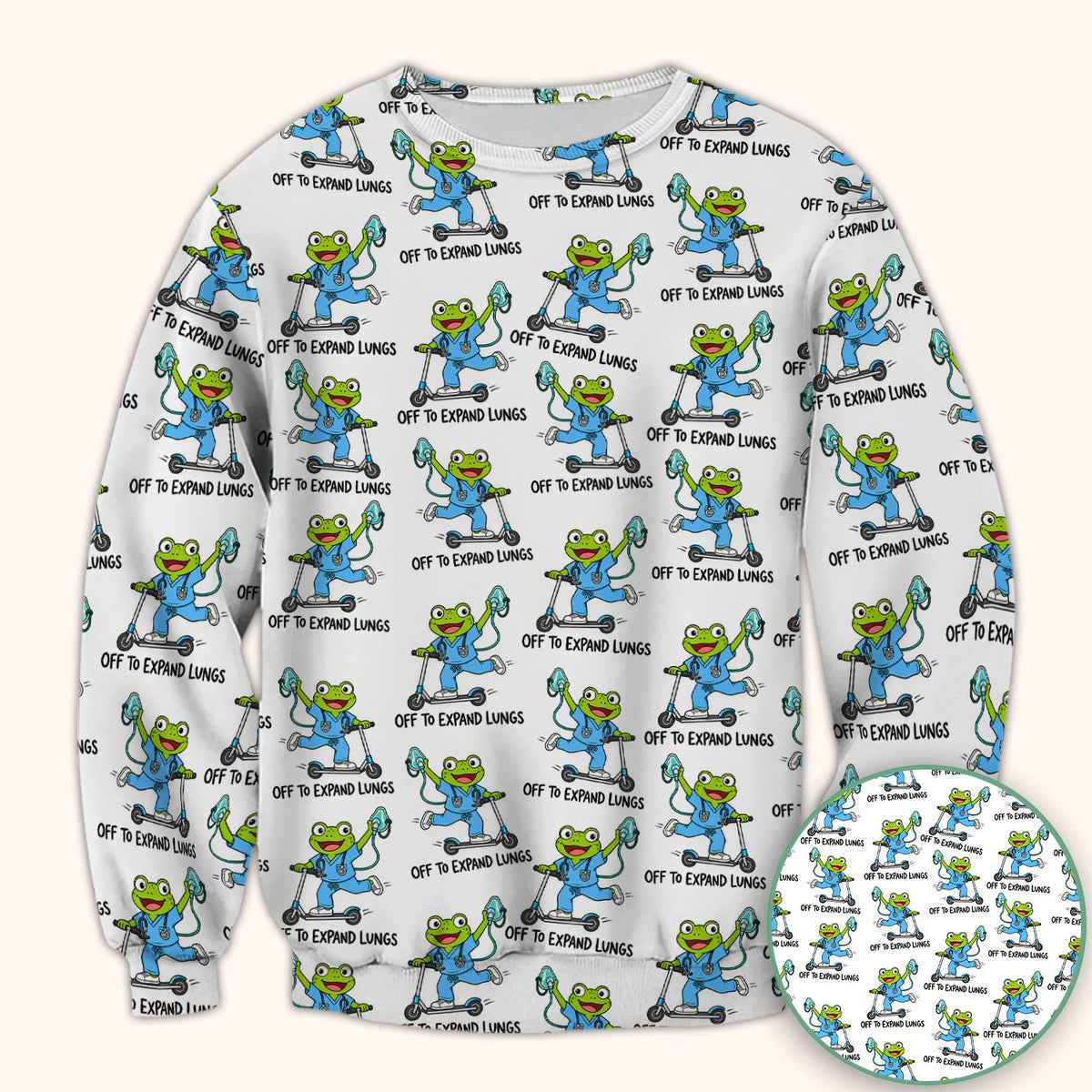 Off To Expand Lungs Frog Nurse Scrub Top