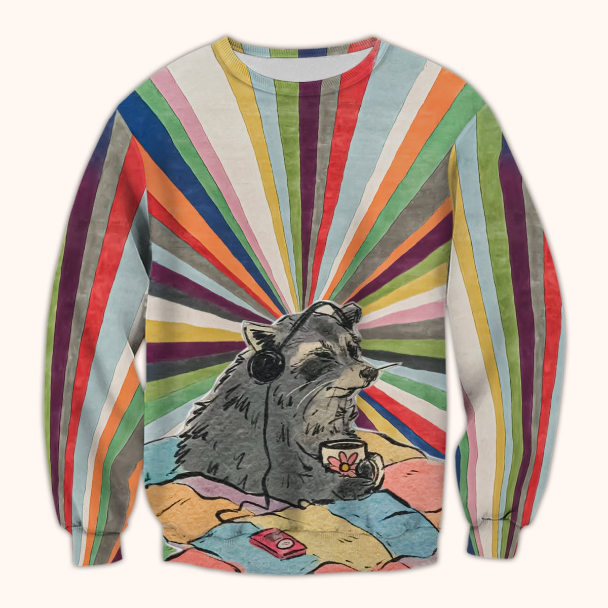 Chill Raccoon Rainbow Music Nurse Scrub Top