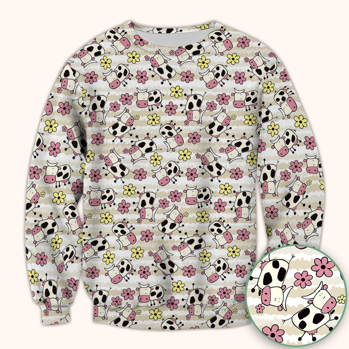 Cow Flower Meadow Nurse Scrub Top