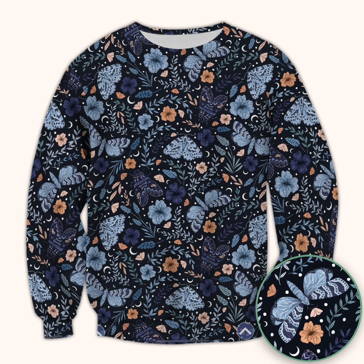 Night Moth Butterfly Floral Nurse Scrub Top