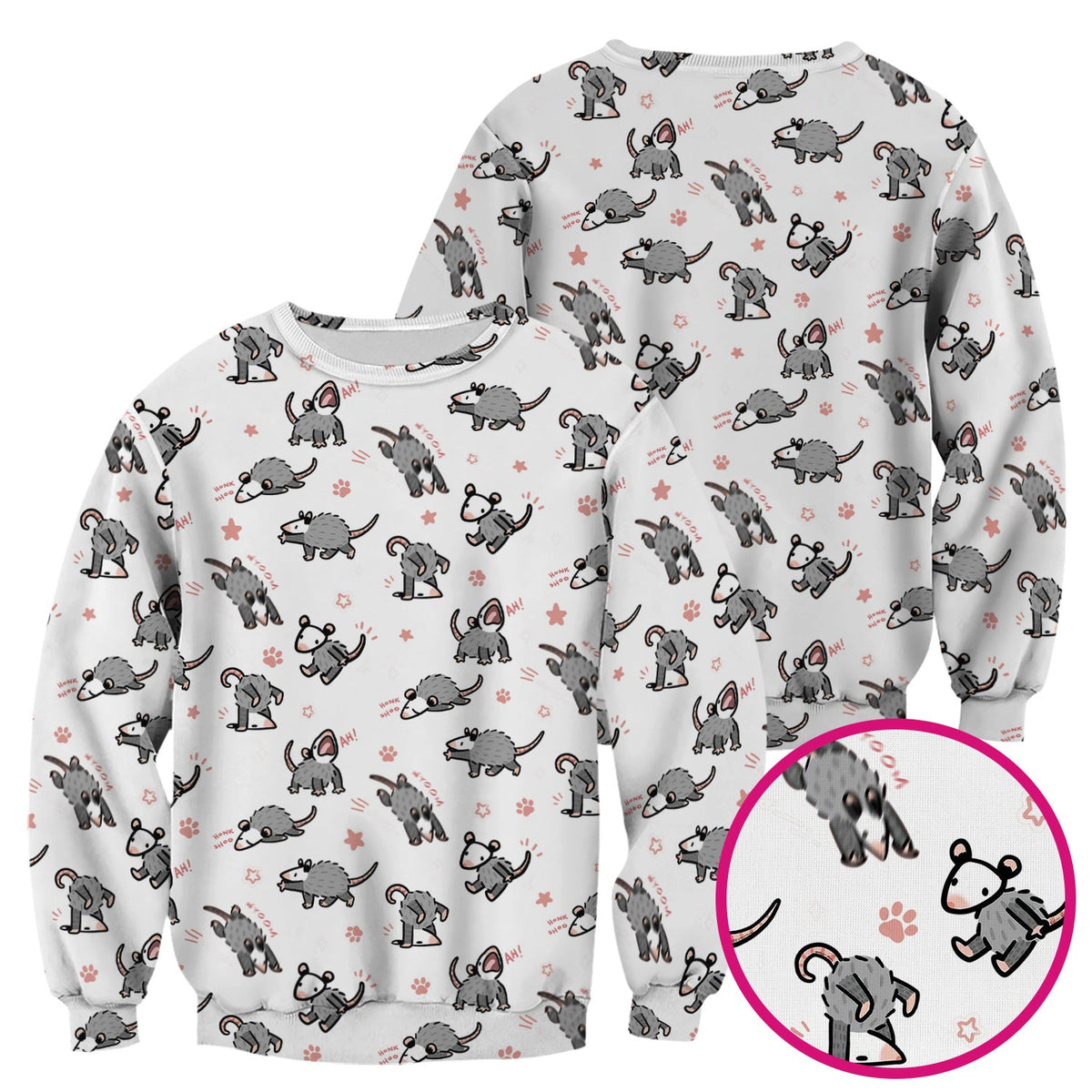 Cartoon Opossum Nurse Scrub Top