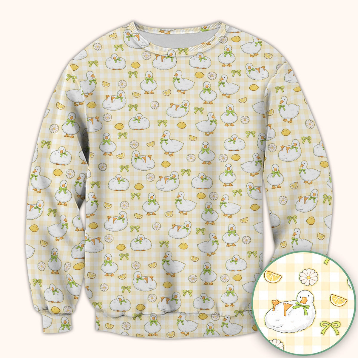 Adorable Ducks Lemon Daisy Nurse Scrub Top
