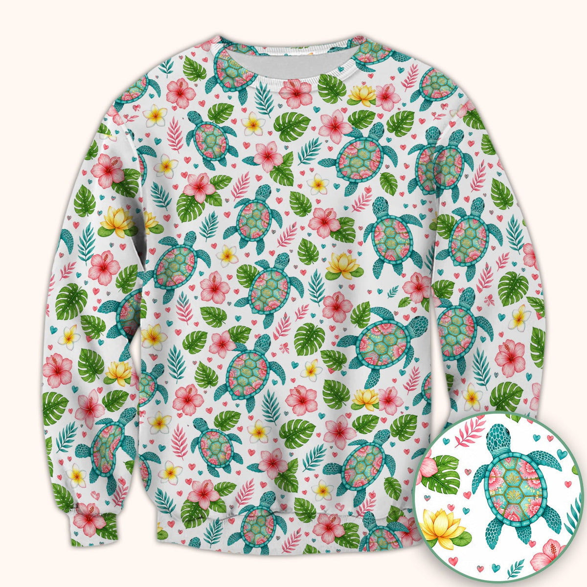 Tropical Sea Turtle Floral Nurse Scrub Top