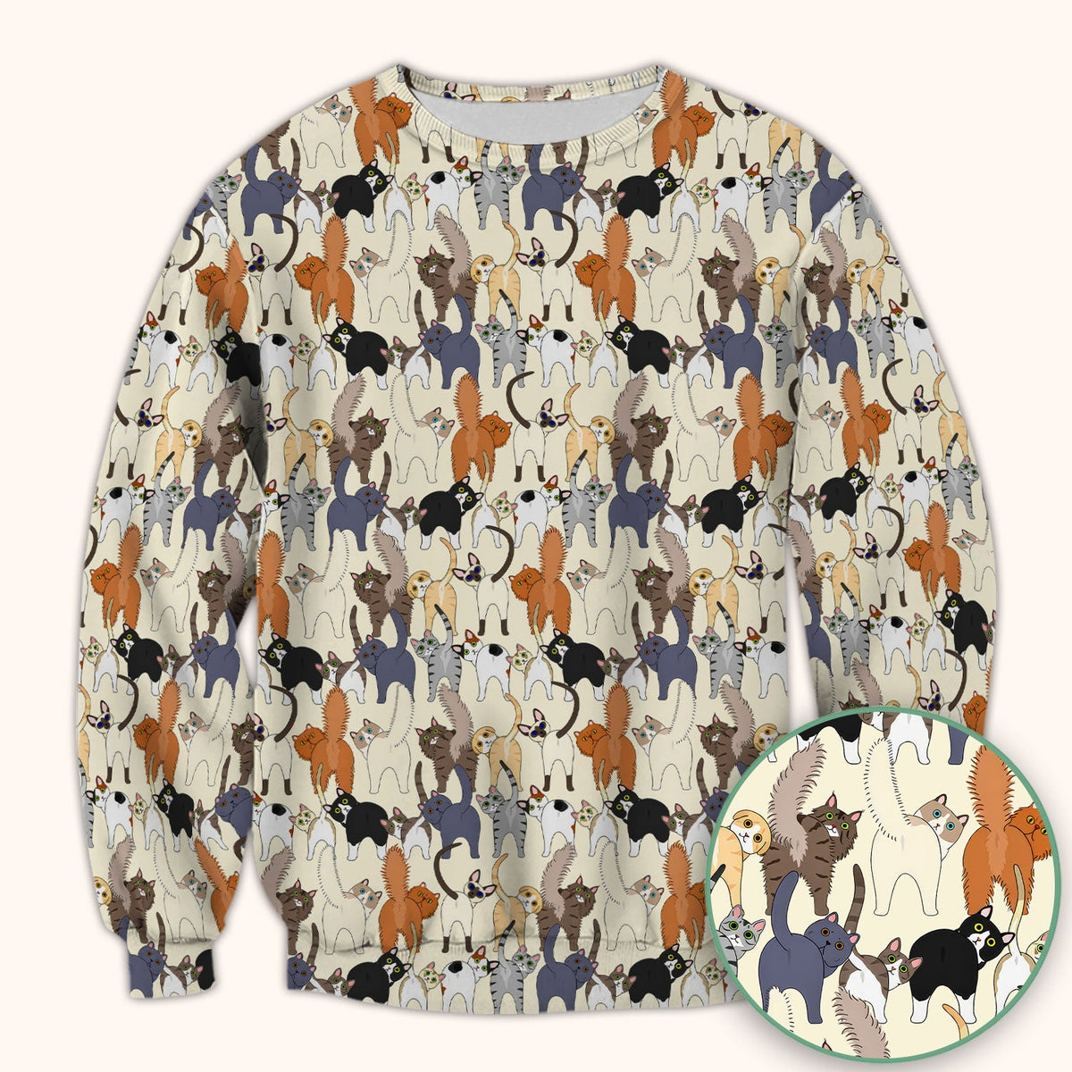 Whimsical Multicolor Cat Cartoon Nurse Scrub Top
