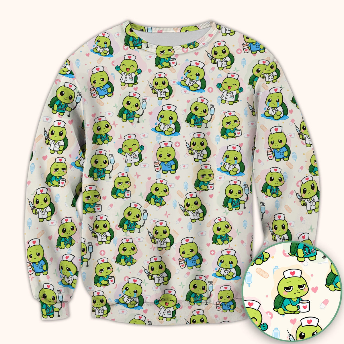 Turtle Medical Icons Nurse Scrub Top