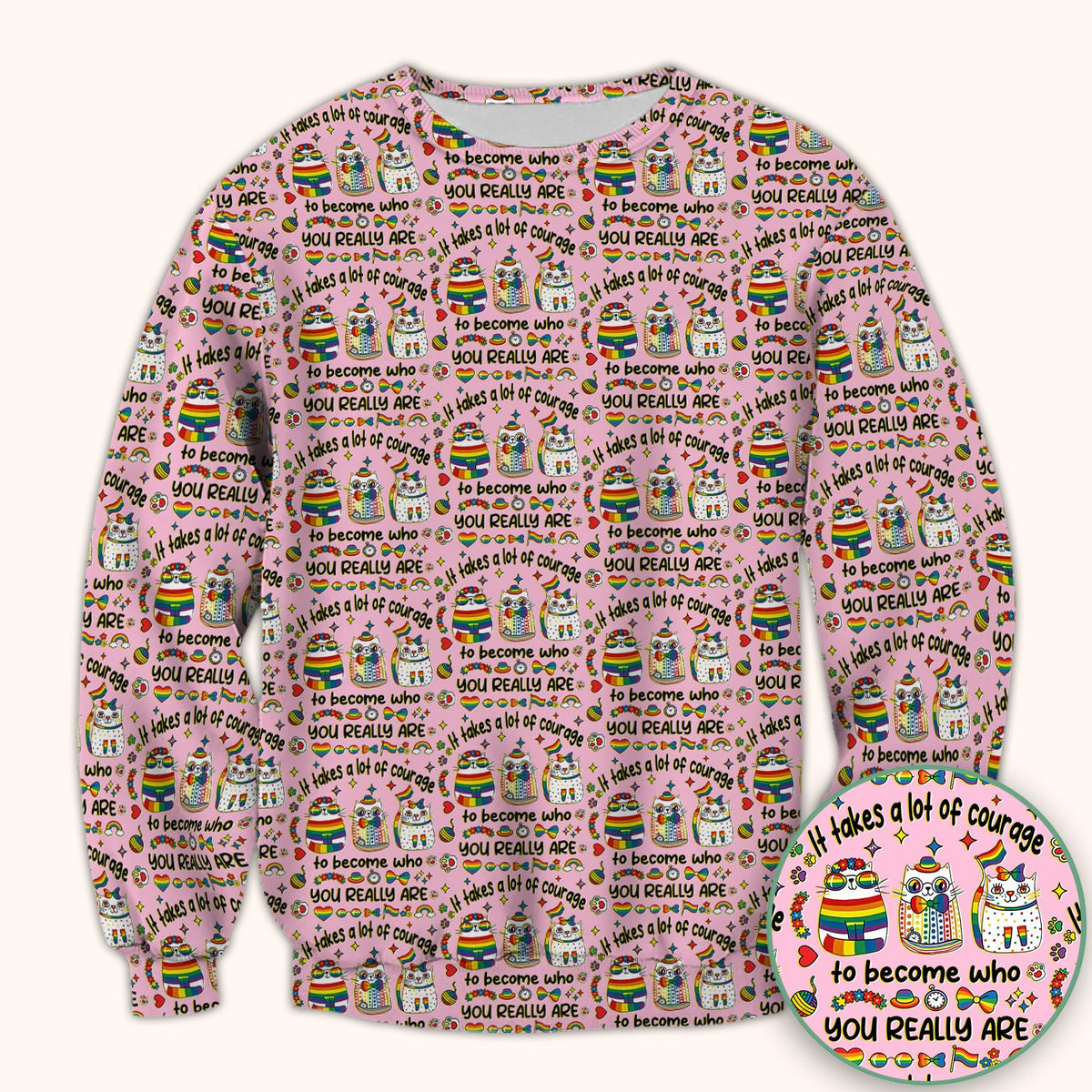 Nurse Rainbow Cat Courage Scrub Top