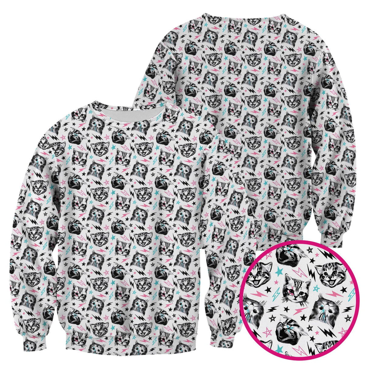 Cat Faces Lightning Nurse Scrub Top