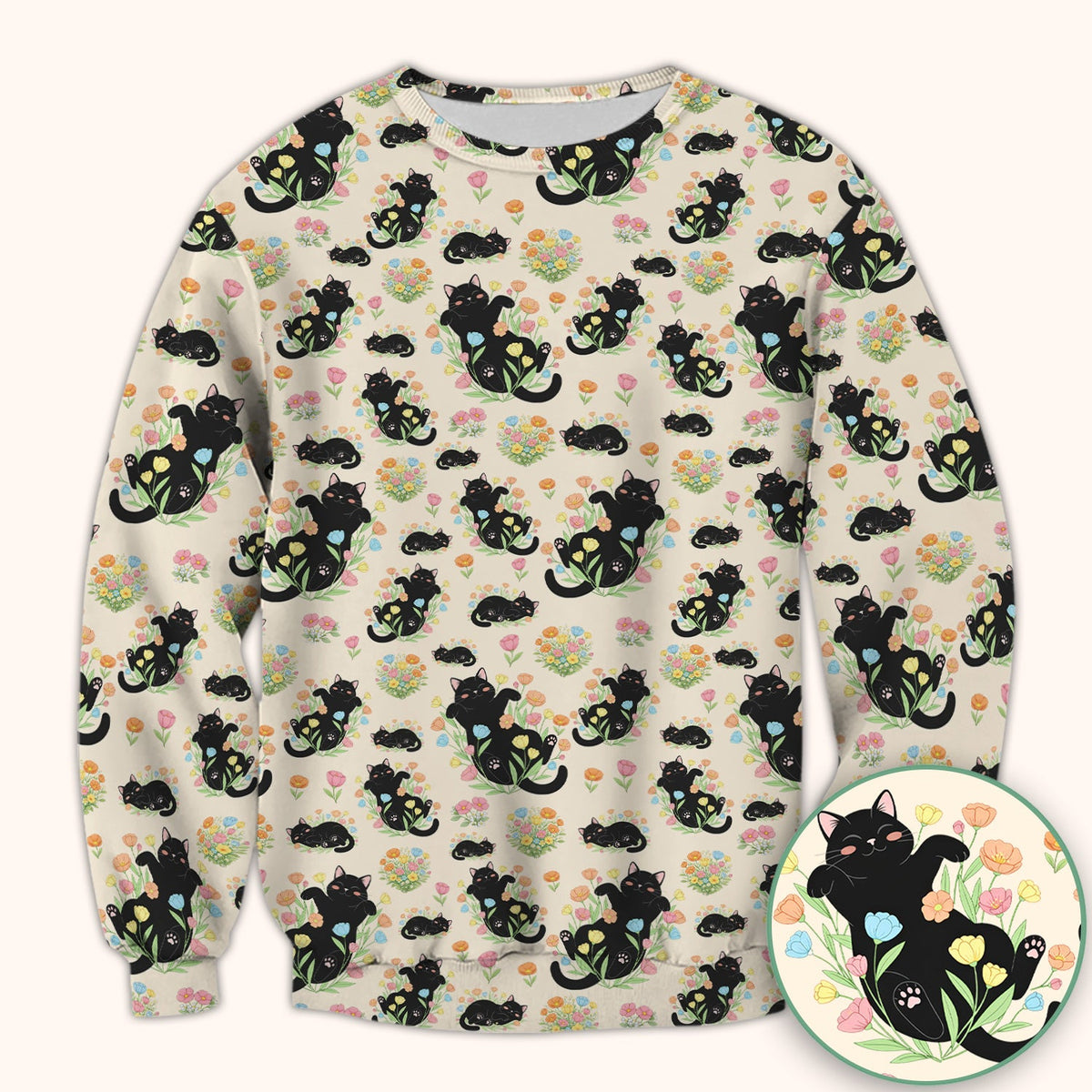Cats Cute Poses Floral Nurse Scrub Top