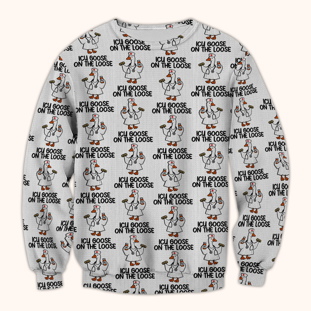 Funny ICU Goose On The Loose Nurse Pattern Scrub Top, Comfortable Scrubs For Nurses