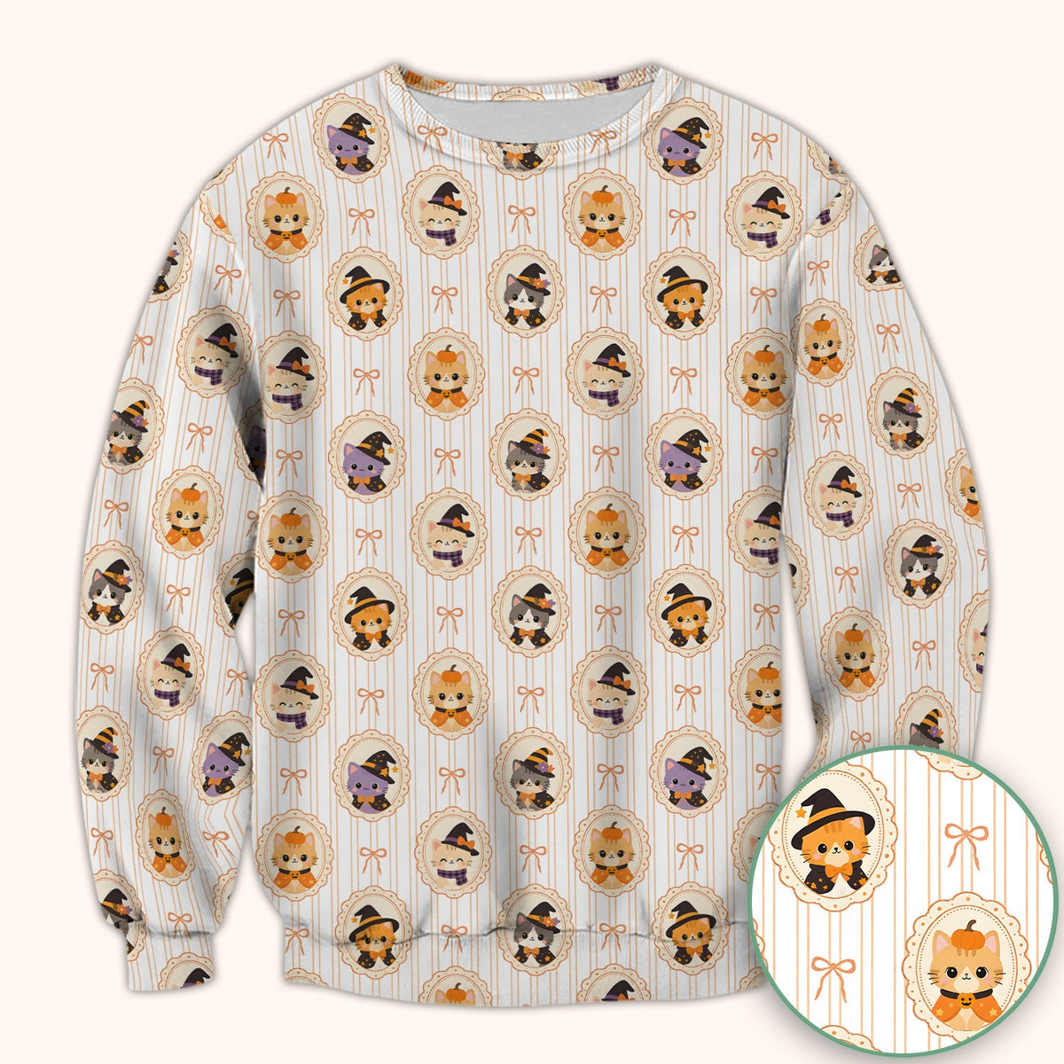 Halloween Cat Stripe Nurse Scrub Top