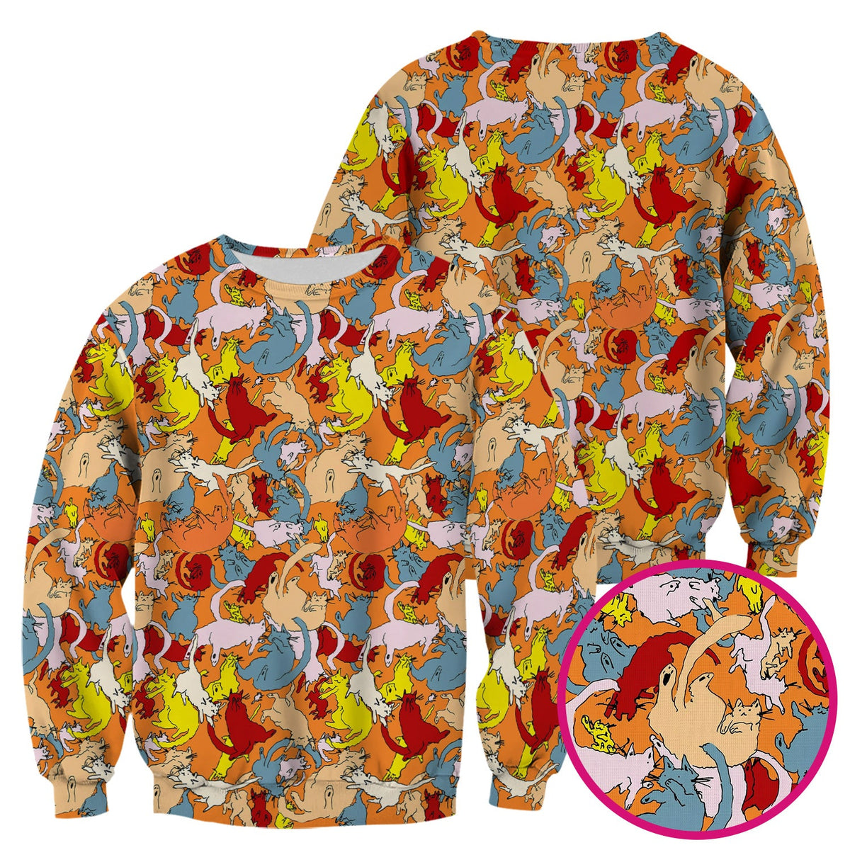 Colorful Cat Chaos Illustration Nurse Scrub Top