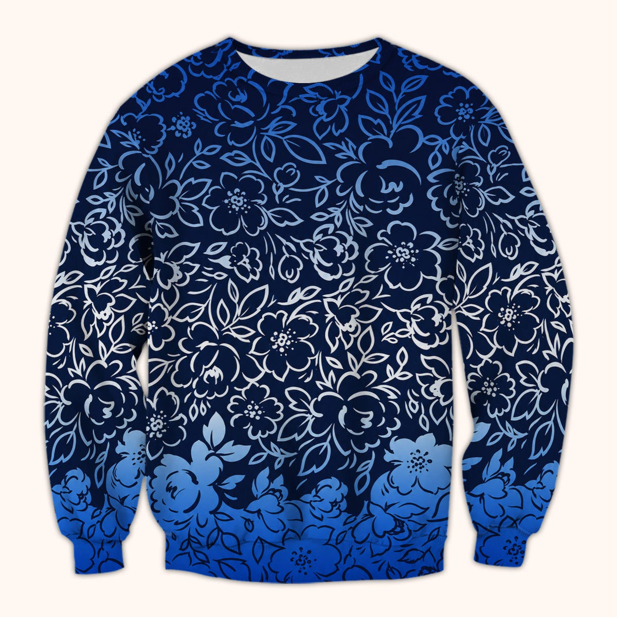 Navy Botanical Flower Nurse Scrub Top