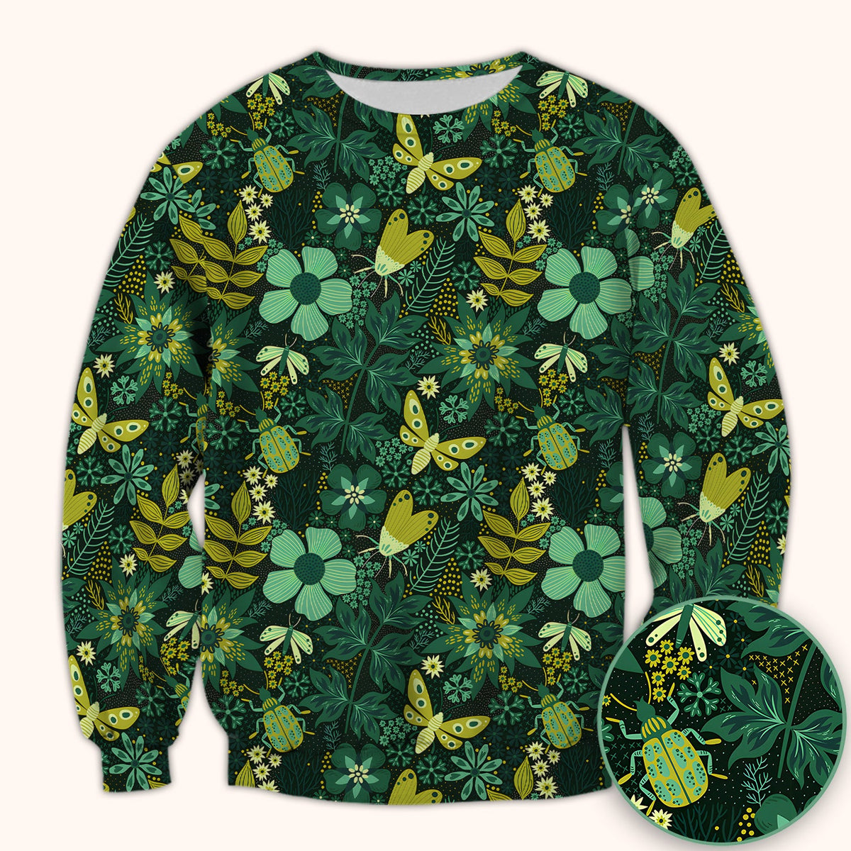 Green Botanical Butterfly Nurse Scrub Top