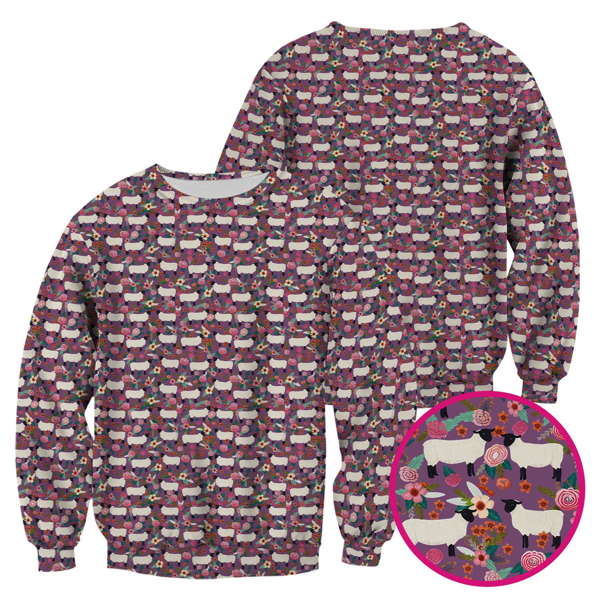 Sheep Floral Meadow Nurse Scrub Top