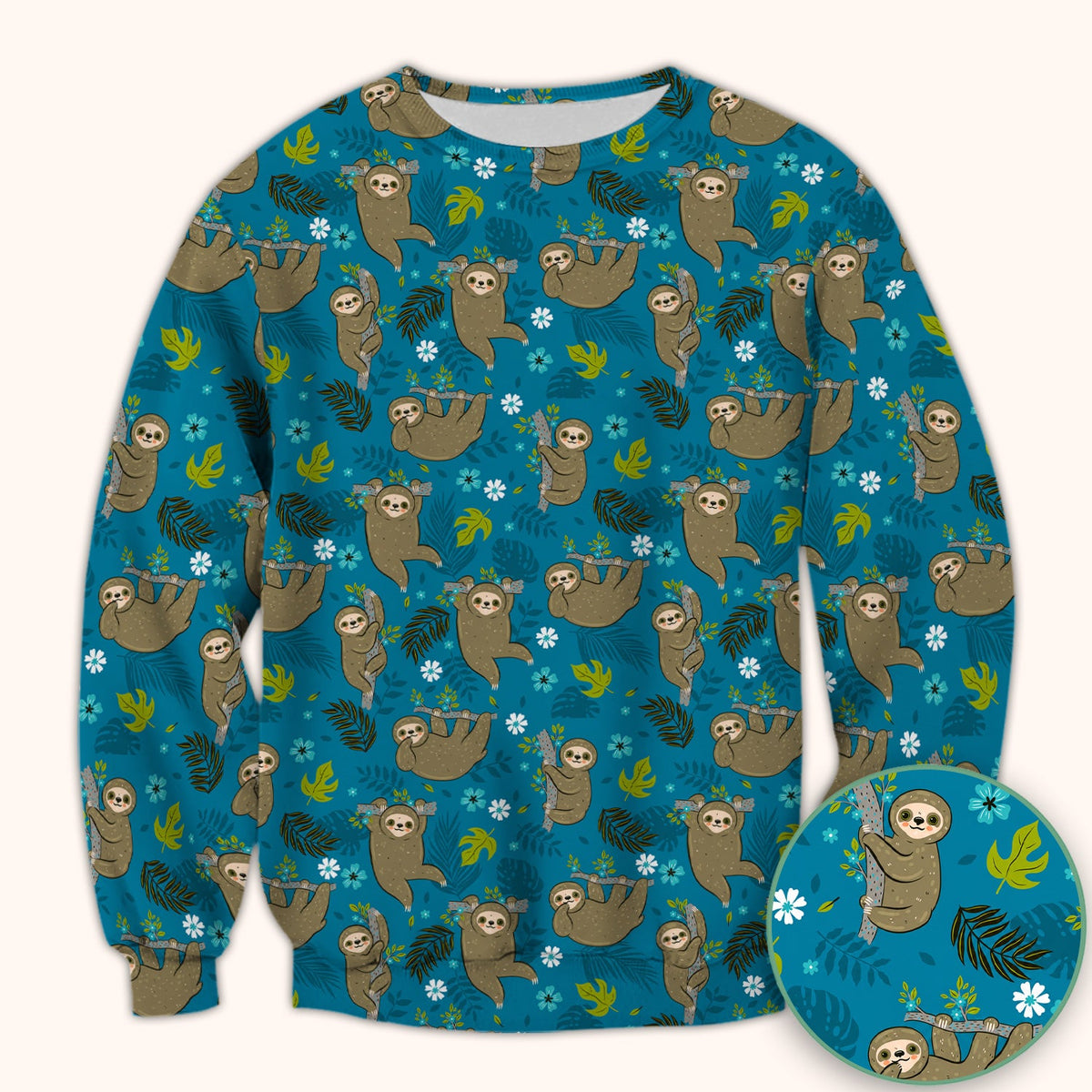Jungle Tropical Sloth Nurse Scrub Top