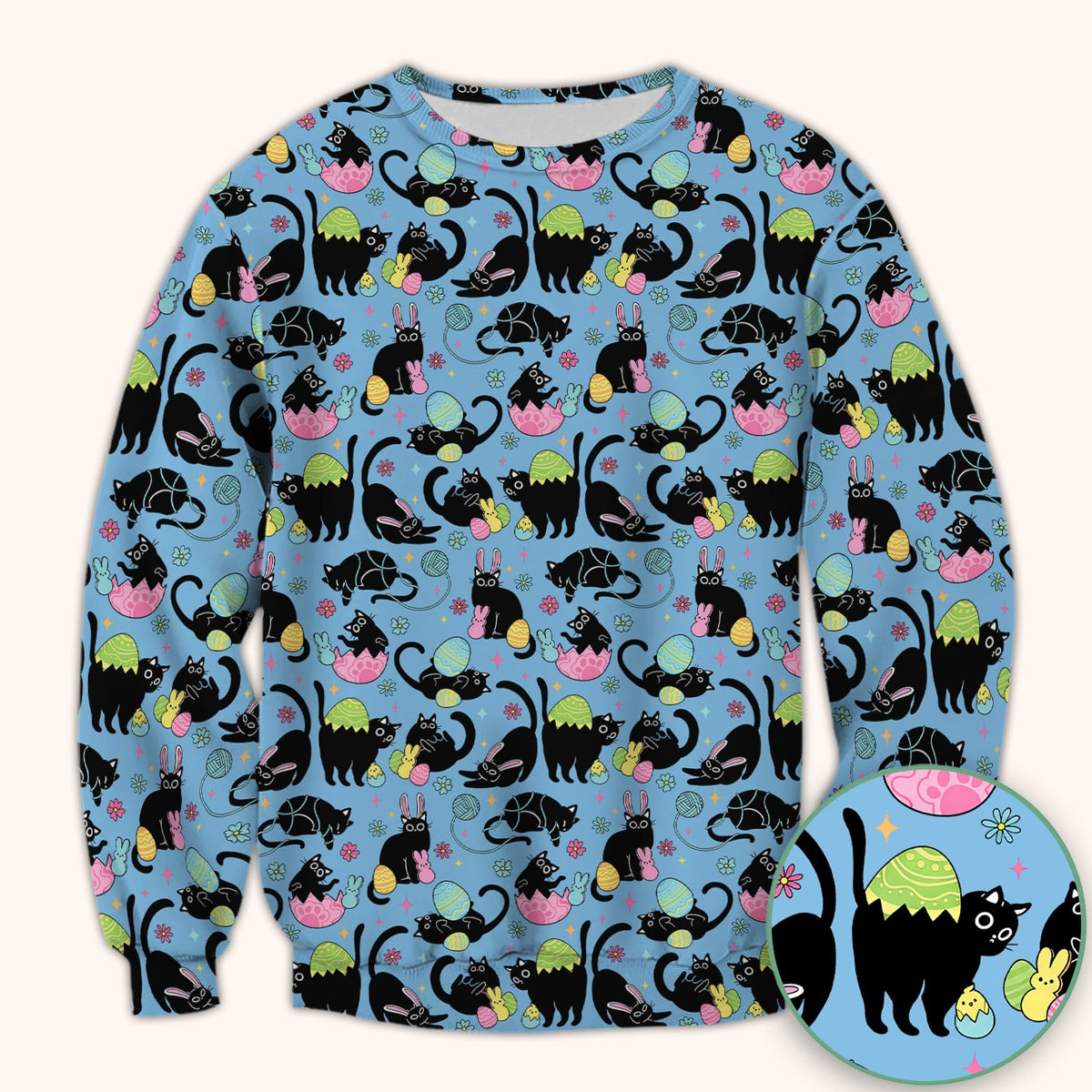 Black Cat Egg Nurse Scrub Top - Easter Gift