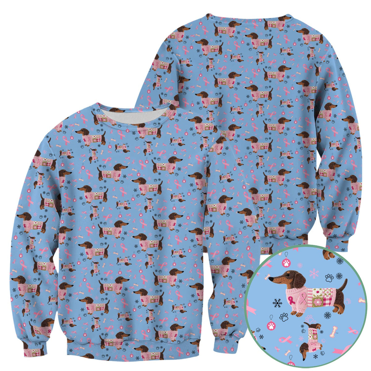 Pink Ribbon Dachshund Nurse Scrub Top