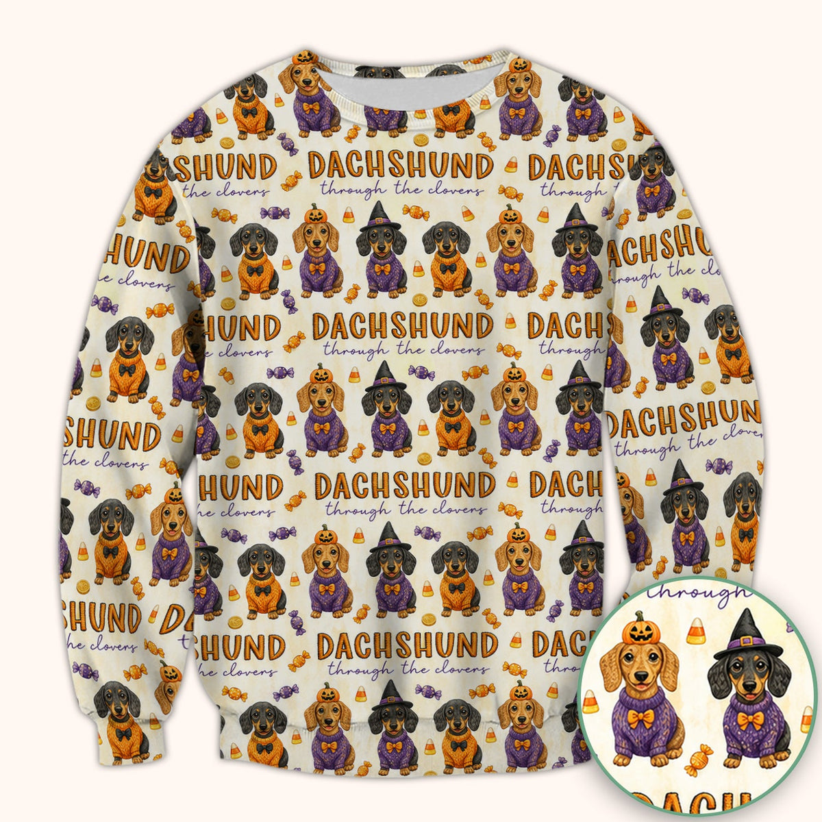 Candy Dachshund Nurse Scrub Top
