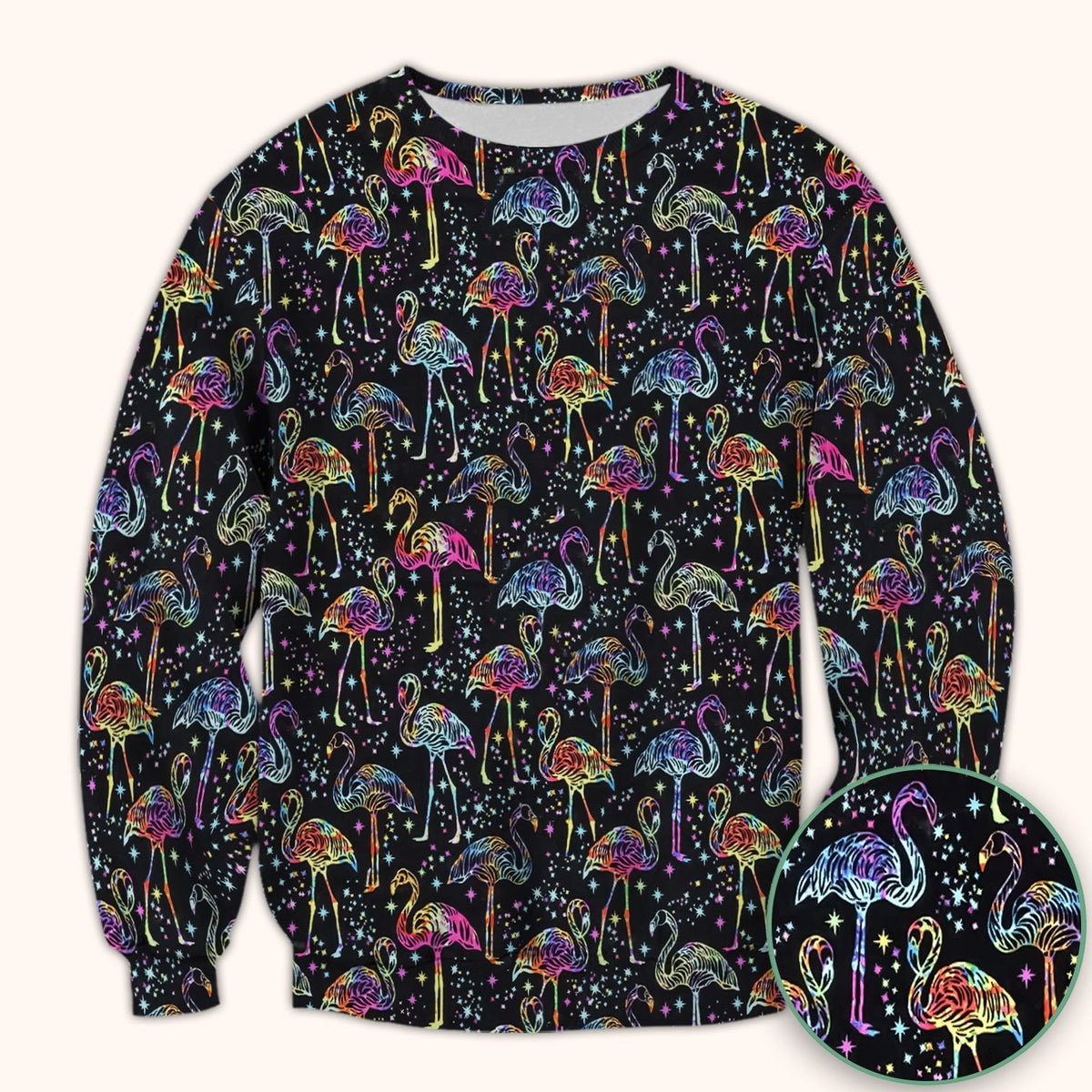 Neon Flamingo Starry Night Nurse Scrub Top