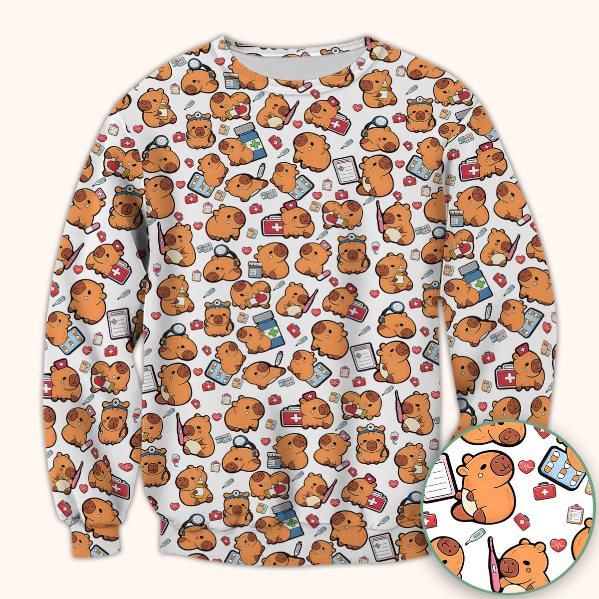 Capybara Stethoscope Medical Tools Nurse Scrub Top