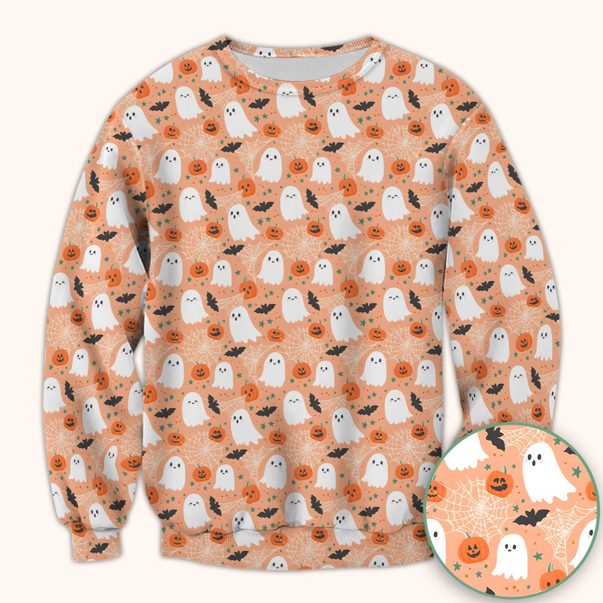 Halloween Ghost Pumpkin Nurse Scrub Top