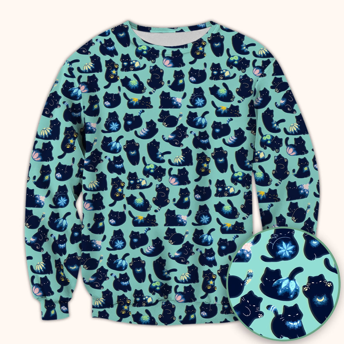 Midnight Black Cat Nurse Scrub Top