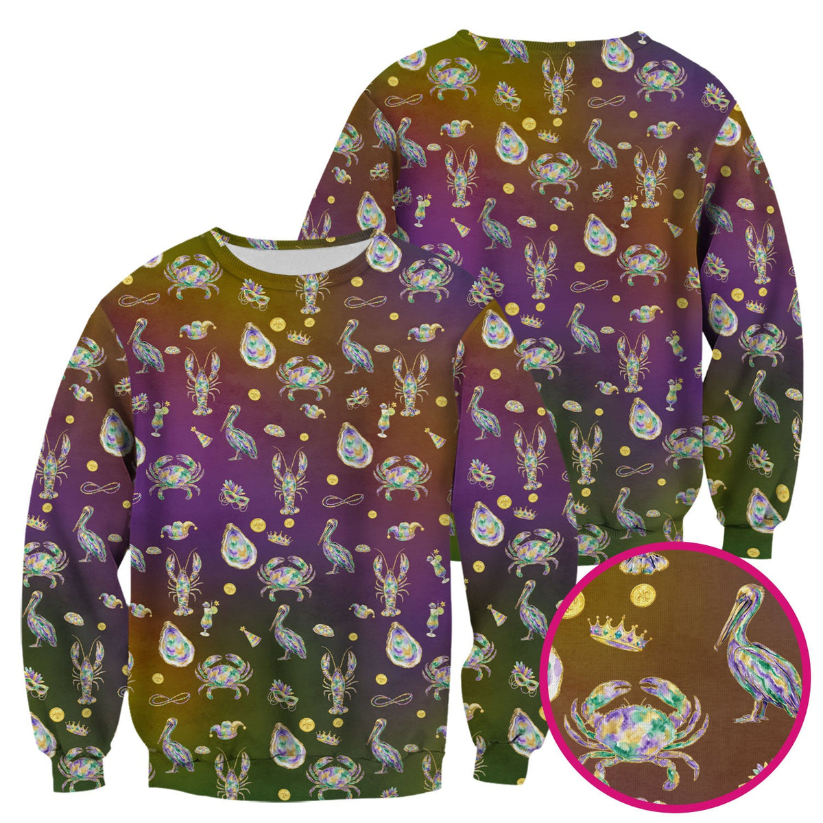 Mardi Gras Seafood Nurse Scrub Top