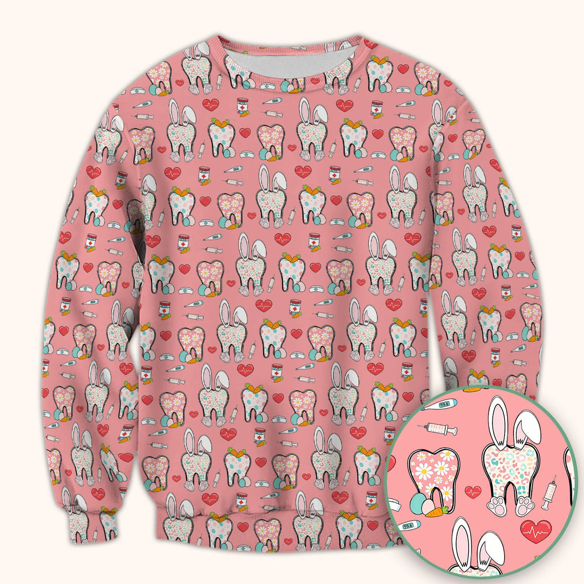 Easter Bunny Dentist Nurse Scrub Top