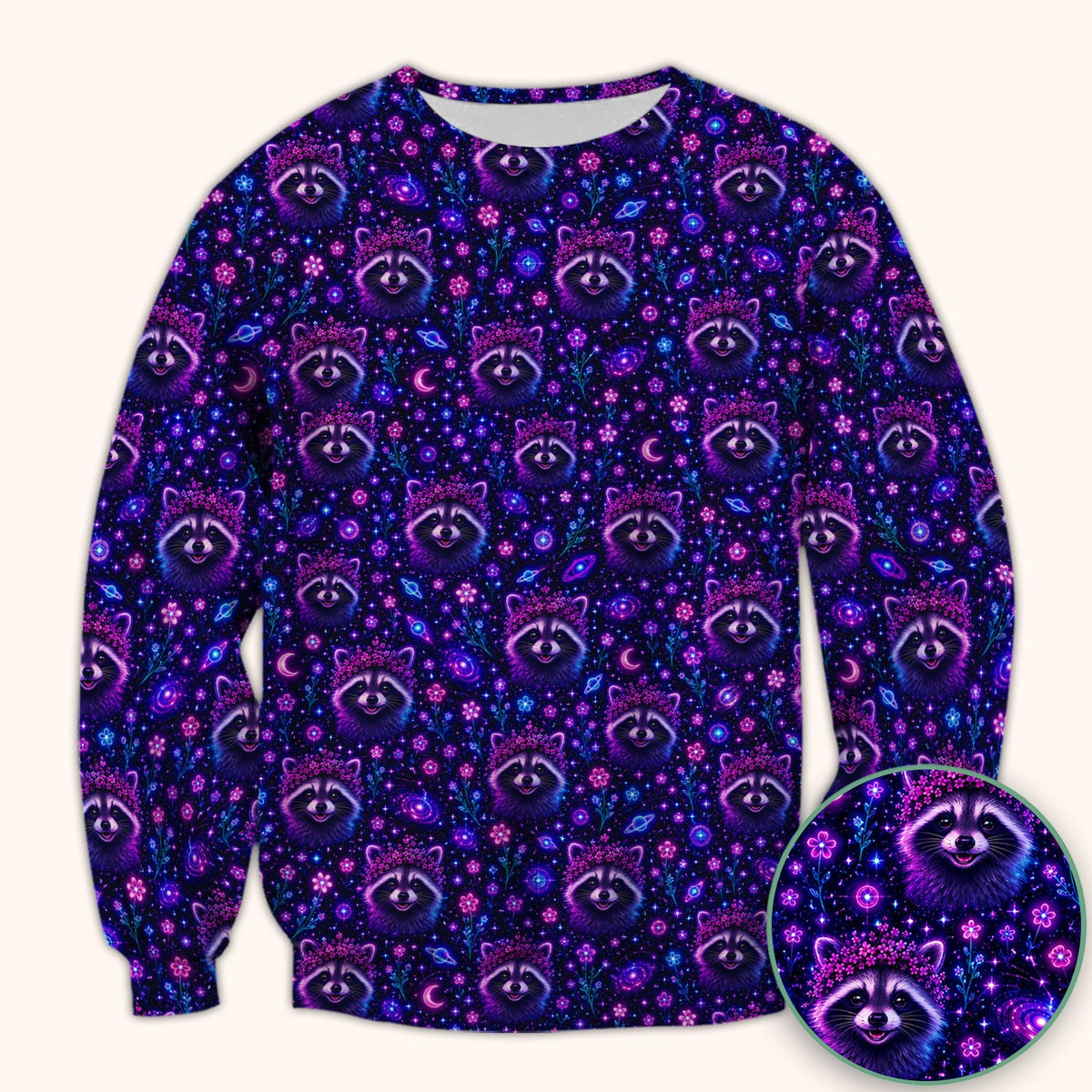 Galaxy Raccoon Nurse Scrub Top