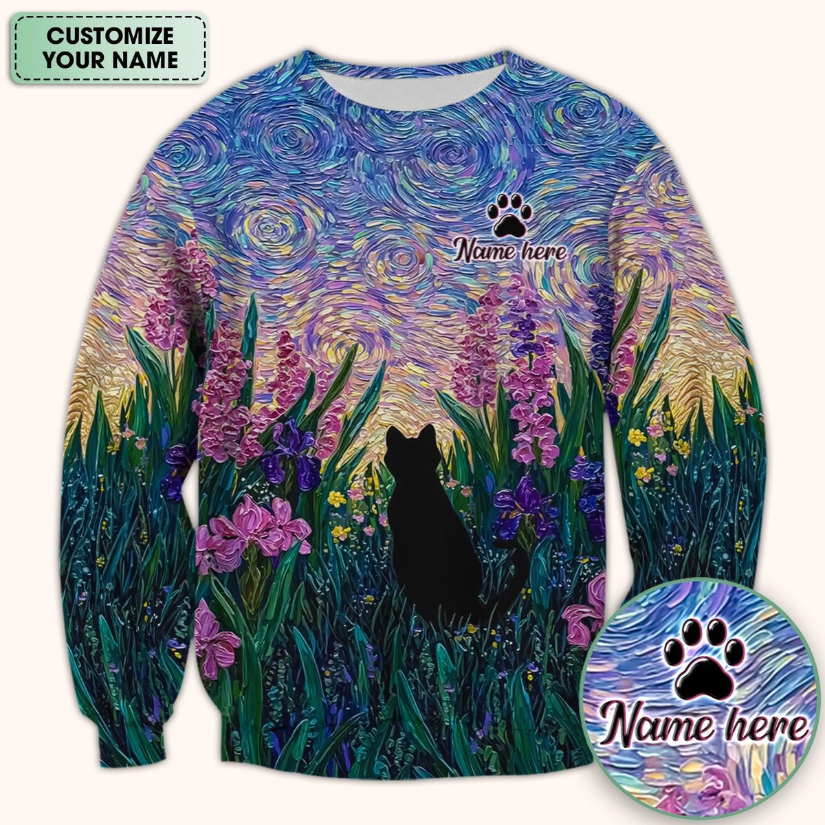 Personalized Starry Sky Cat Nurse Scrub Top