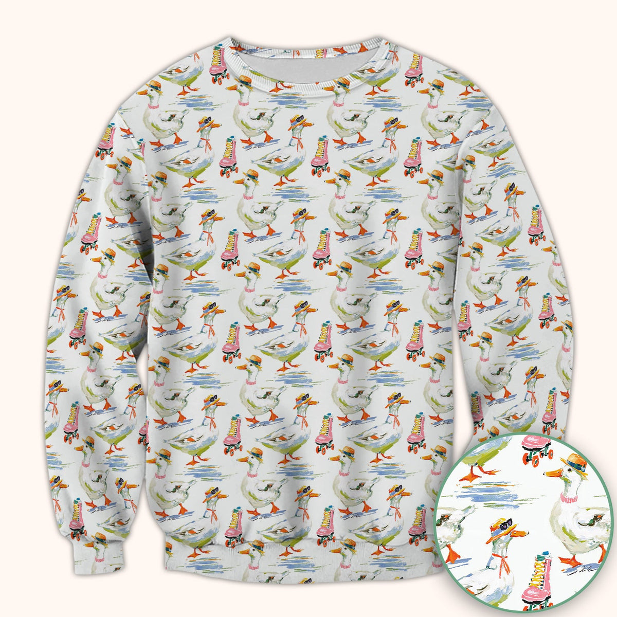 Roller Skating Goose Nurse Scrub Top