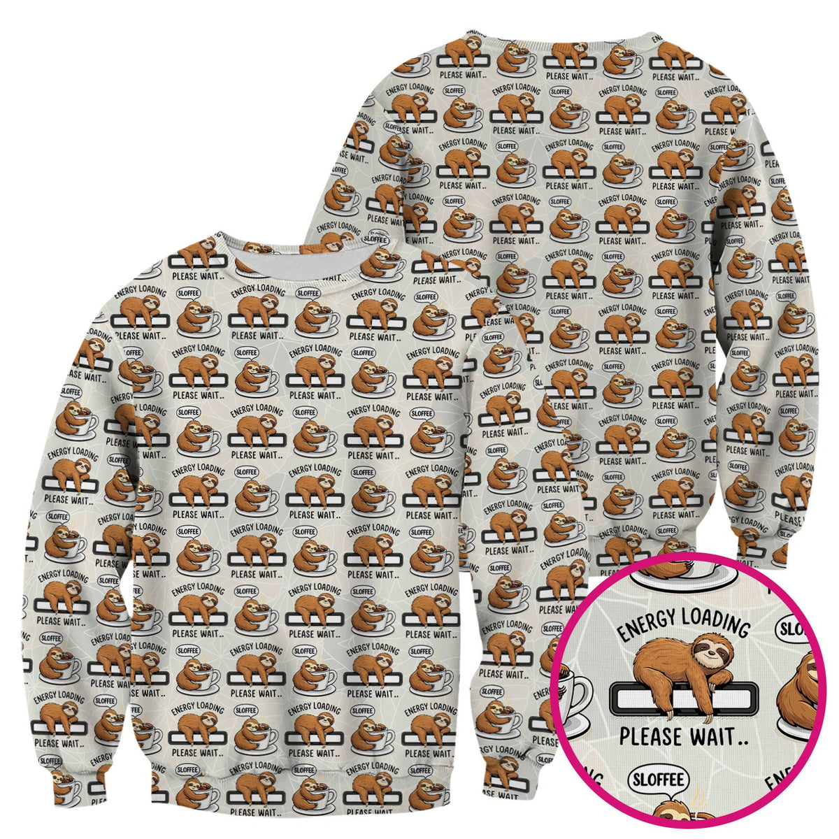 Sloth Coffee Energy Nurse Scrub Top