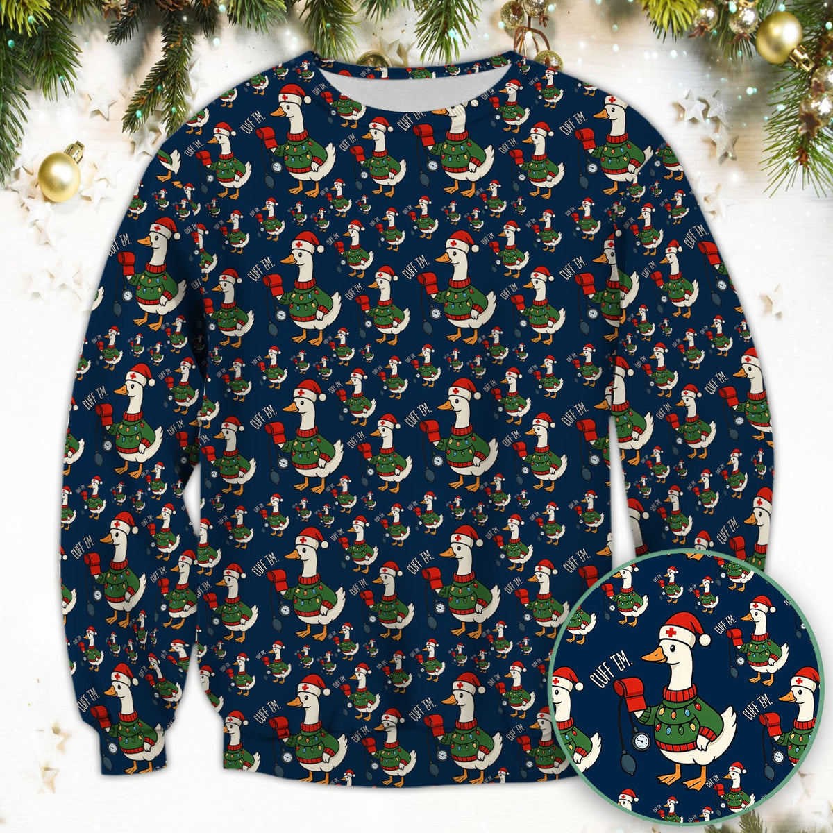 Christmas Duck Nurse Scrub Top